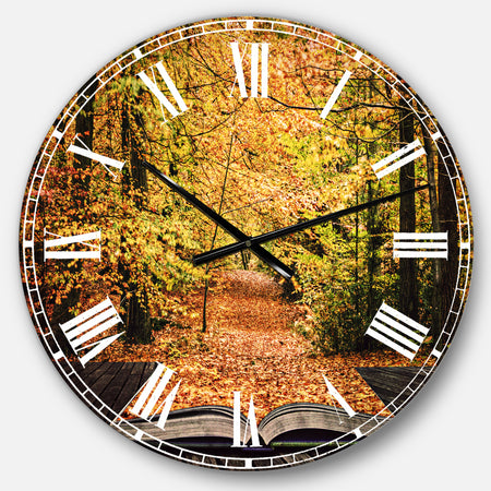 Open Book in Autumn - Landscape Large Wall CLock
