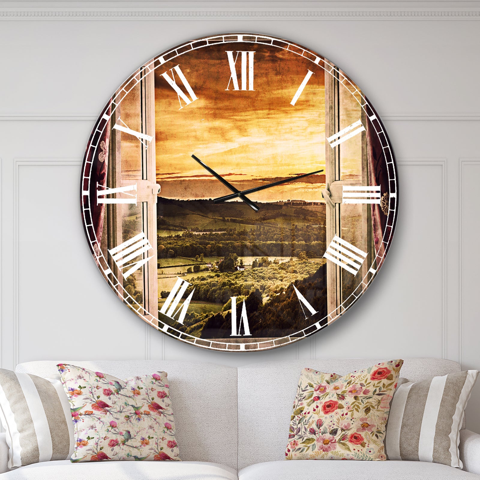 Open Window to Rural Landscape - Contemporary Wall CLock
