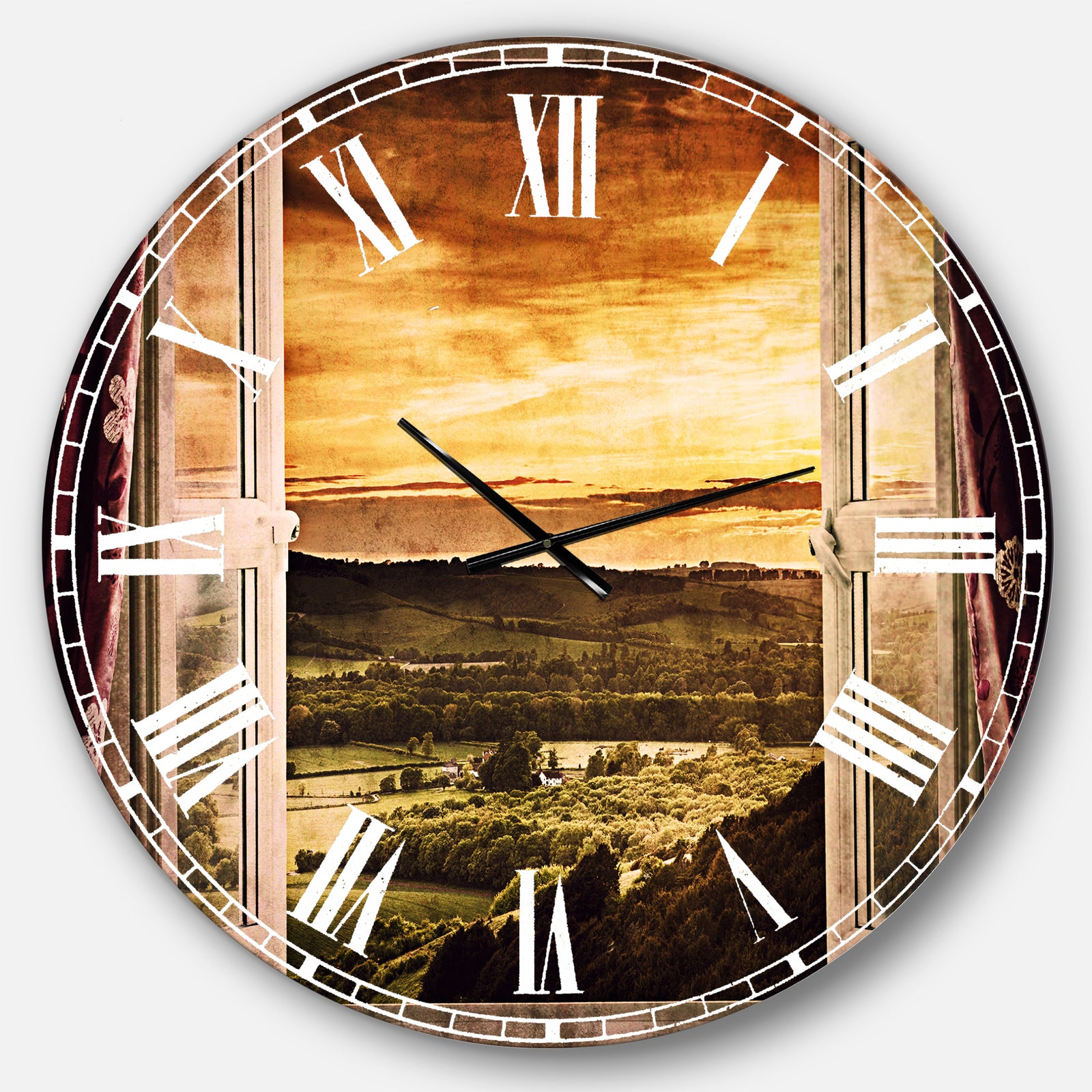 Open Window to Rural Landscape - Contemporary Wall CLock