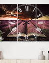 Book Open to Lavender Field - Cottage 3 Panels Large Wall CLock