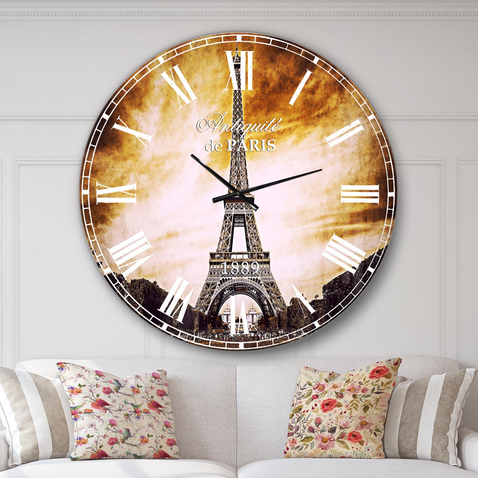 Paris Eiffel Towerin Grey Shade - Landscape Wall CLock