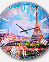 Colorful Eiffel and Sacre Coeur - Photography Large Wall CLock