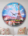 Colorful Eiffel and Sacre Coeur - Photography Large Wall CLock