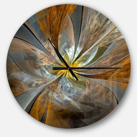 Symmetrical Yellow Fractal Flower - Oversized Modern Wall Clock