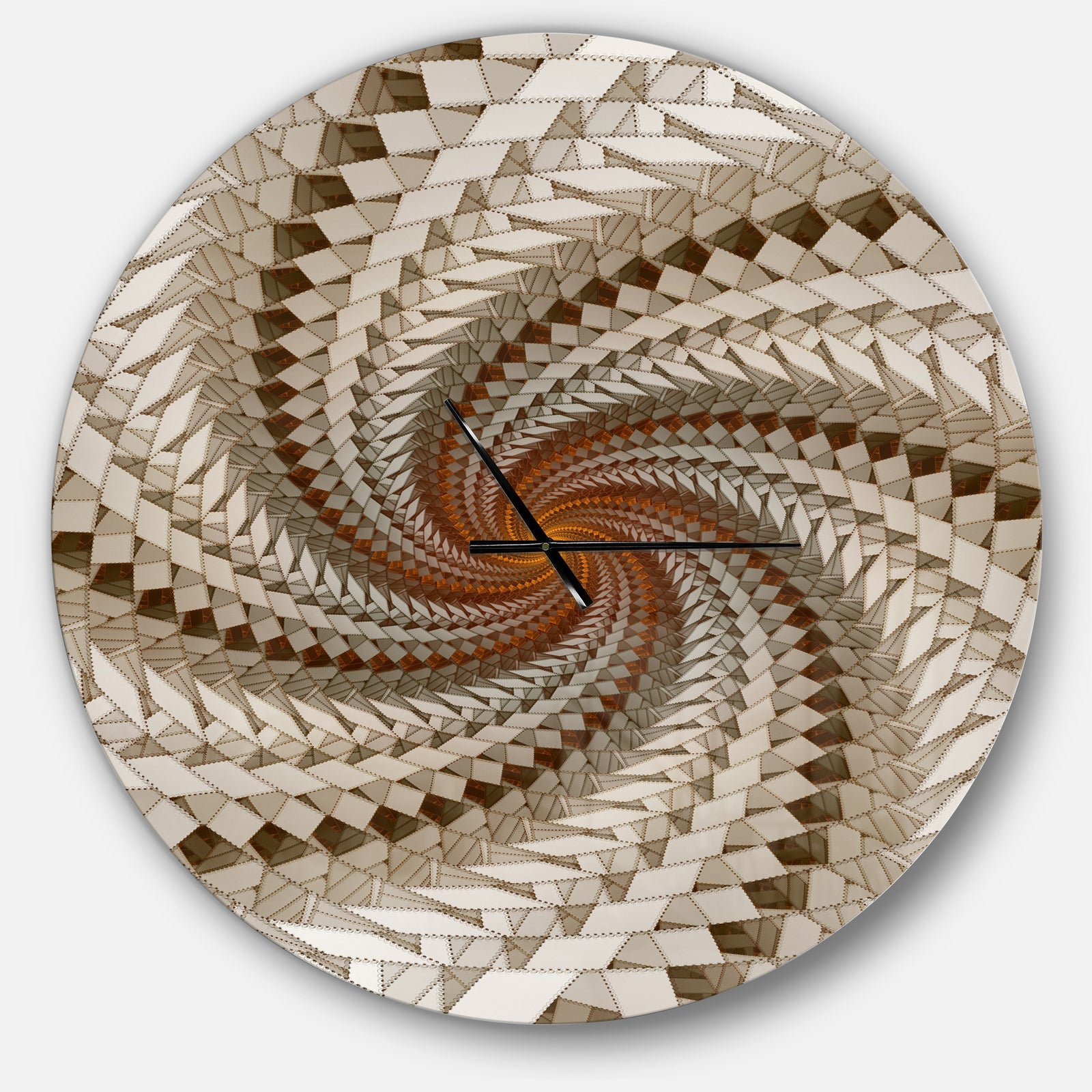 White Fractal Spiral Pattern - Oversized Modern Wall CLock