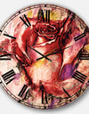 Red Rose Illustration - Floral Large Wall CLock