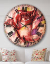 Red Rose Illustration - Floral Large Wall CLock