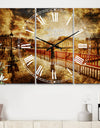 Bridge in Rain - Cottage 3 Panels Oversized Wall CLock