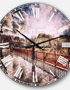 Bridge in Rain - Landscape Photo Large Wall CLock