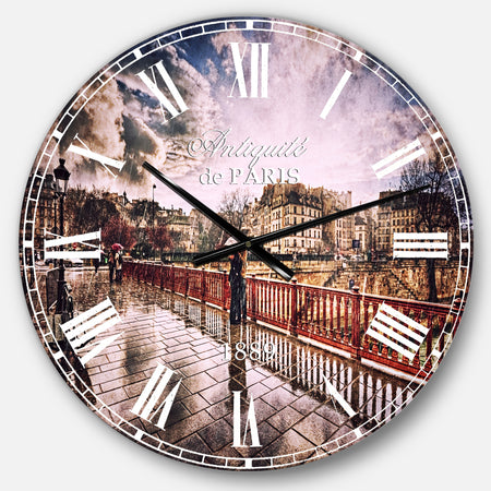 Bridge in Rain - Landscape Photo Large Wall CLock