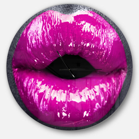 Purple Lip Makeup - Oversized Shabby Chic Wall CLock
