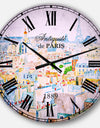 City of Paris - Watercolor Cityscape Large Wall CLock