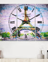 Paris Eiffel Toweragainst Blue Sky - Cottage 3 Panels Large Wall CLock