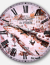 Sepia Hand Drawn Sketch of Paris - Cityscape Large Wall CLock