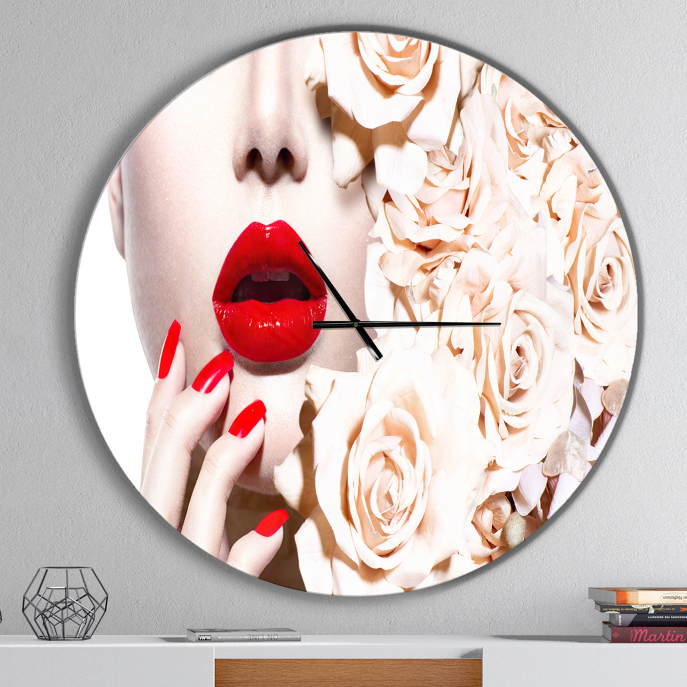 Fashion Sexy Woman with Flowers - Oversized Fashion Wall CLock