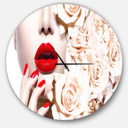 Fashion Sexy Woman with Flowers - Oversized Fashion Wall CLock