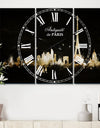 Paris Dark Silhouette - Cottage 3 Panels Oversized Wall CLock