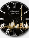 Paris Dark Silhouette - Cityscape Large Wall CLock