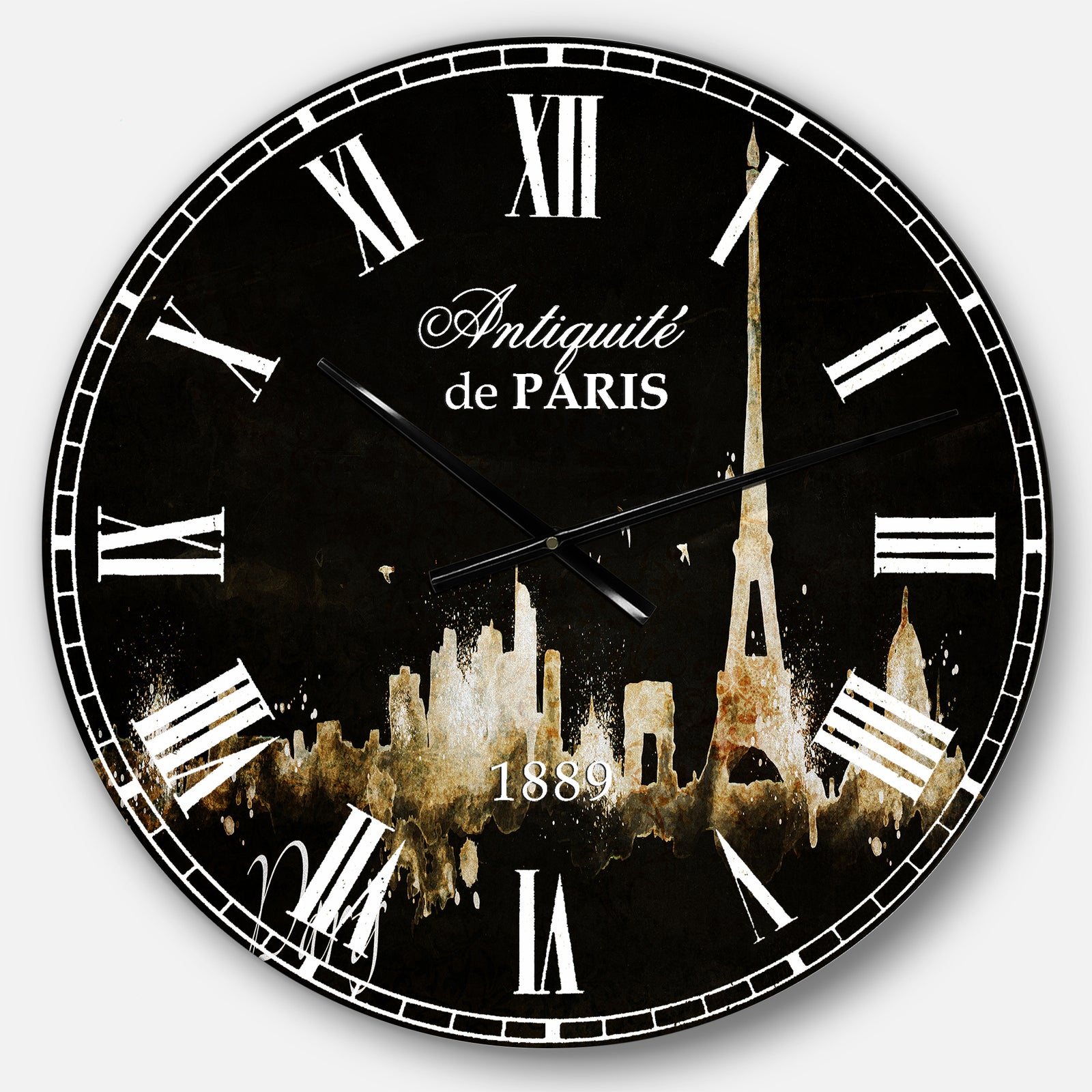 Paris Dark Silhouette - Cityscape Large Wall CLock