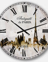 Paris with Eiffel Silhouette - Cityscape Large Wall CLock