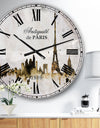 Paris with Eiffel Silhouette - Cityscape Large Wall CLock