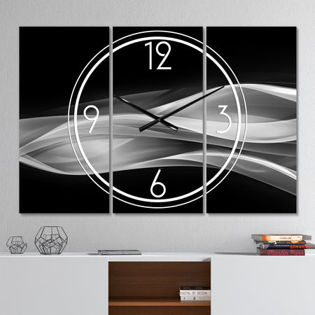Glittering Silver Pattern - Modern 3 Panels Oversized Wall CLock