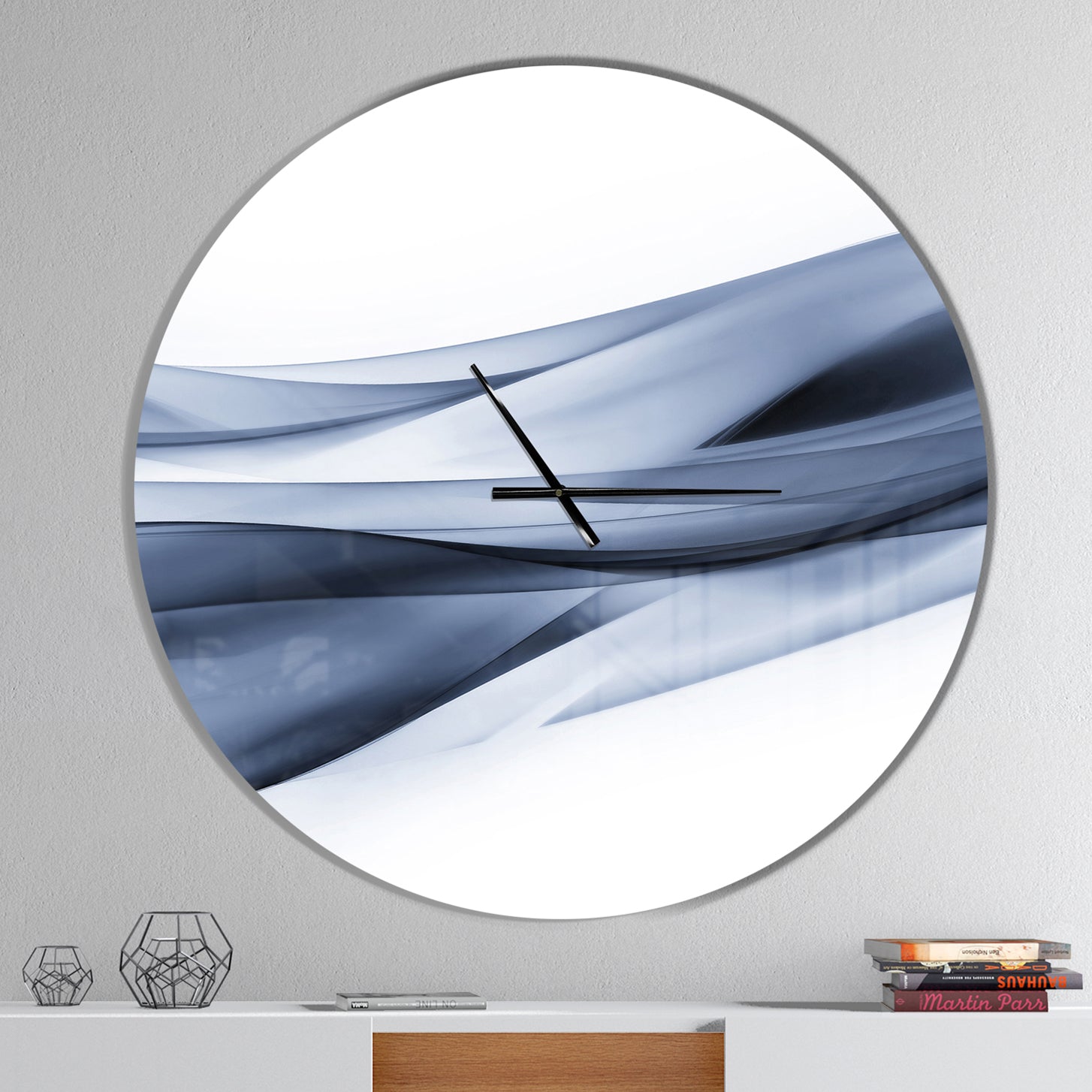 Glittering Light Blue Pattern - Oversized Modern Wall CLock