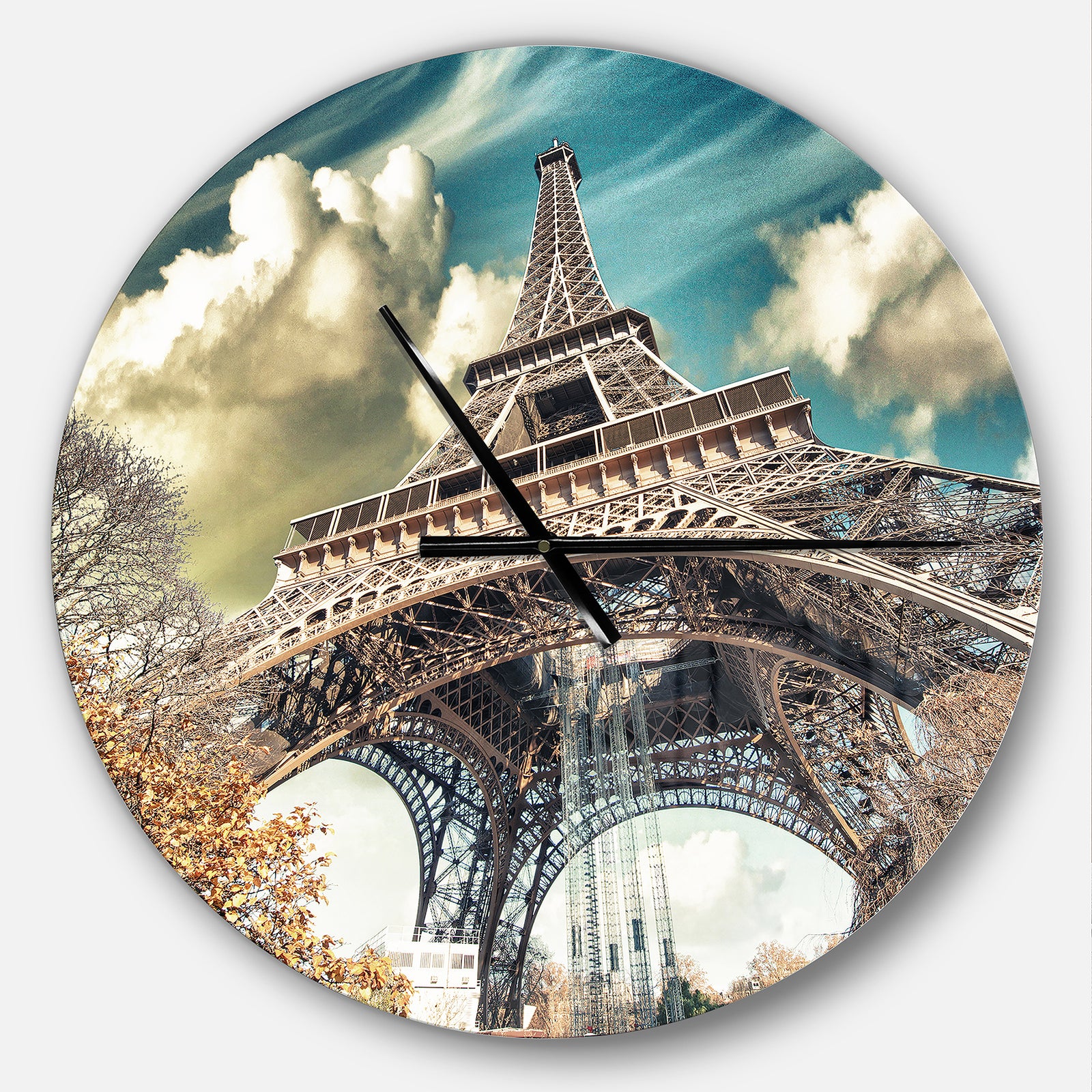 Street View of Paris Eiffel Tower - Oversized French Country Wall CLock