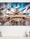 Paris Eiffel TowerUnder Blue Sky - Cottage 3 Panels Oversized Wall CLock