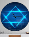 Neon Star of David - Oversized Modern Wall CLock