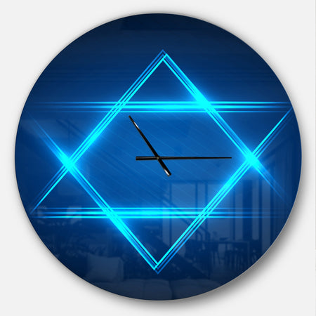 Neon Star of David - Oversized Modern Wall CLock
