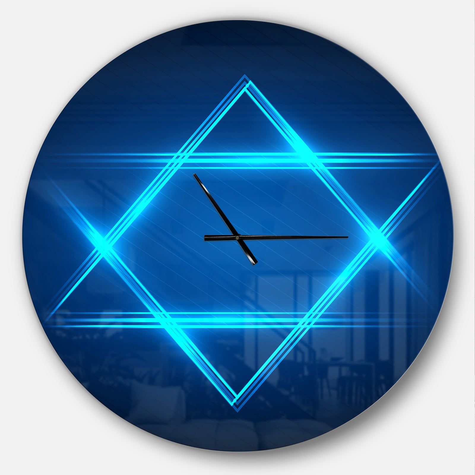 Neon Star of David - Oversized Modern Wall CLock