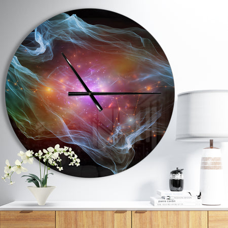 Purple Lights of Network - Oversized Modern Wall CLock