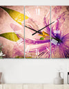 Glowing Lily Flower - Cottage 3 Panels Oversized Wall CLock