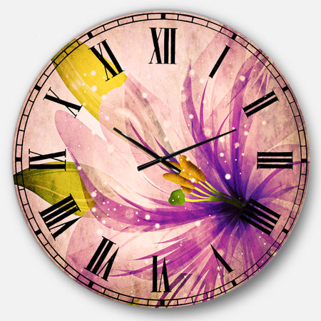 Glowing Lily Flower - Floral Large Wall CLock