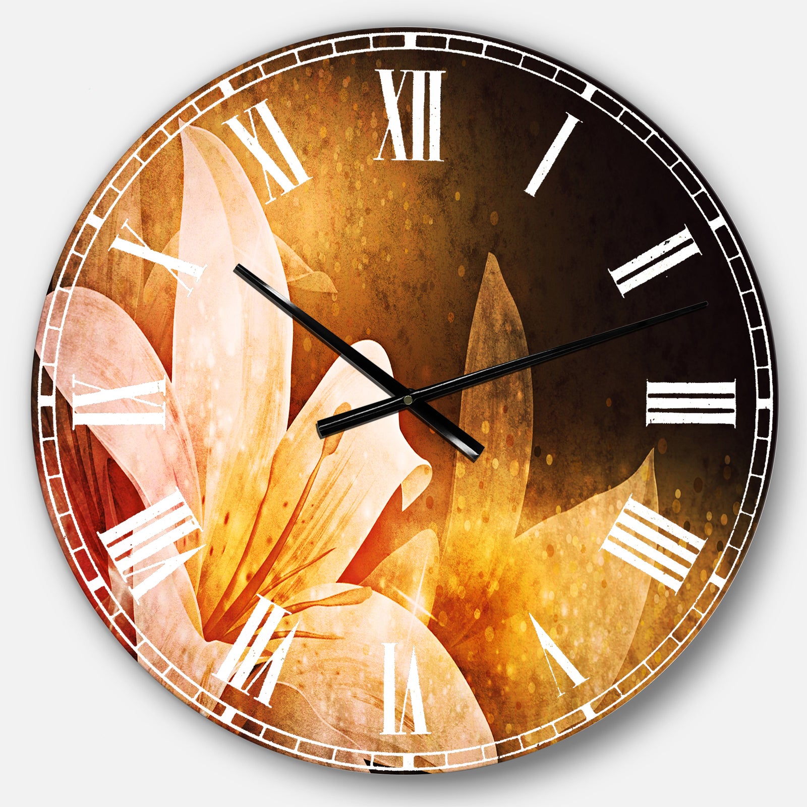 Silver Orchid Fonteney Floral Oversized Metal Clock