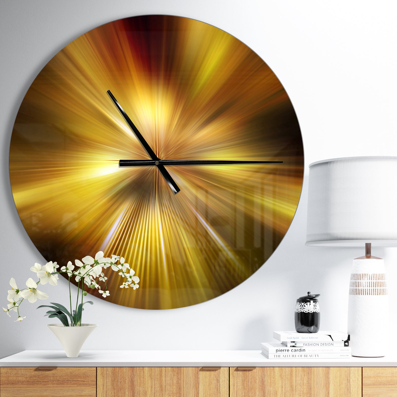 Explosion of Golden Hue - Oversized Modern Wall CLock