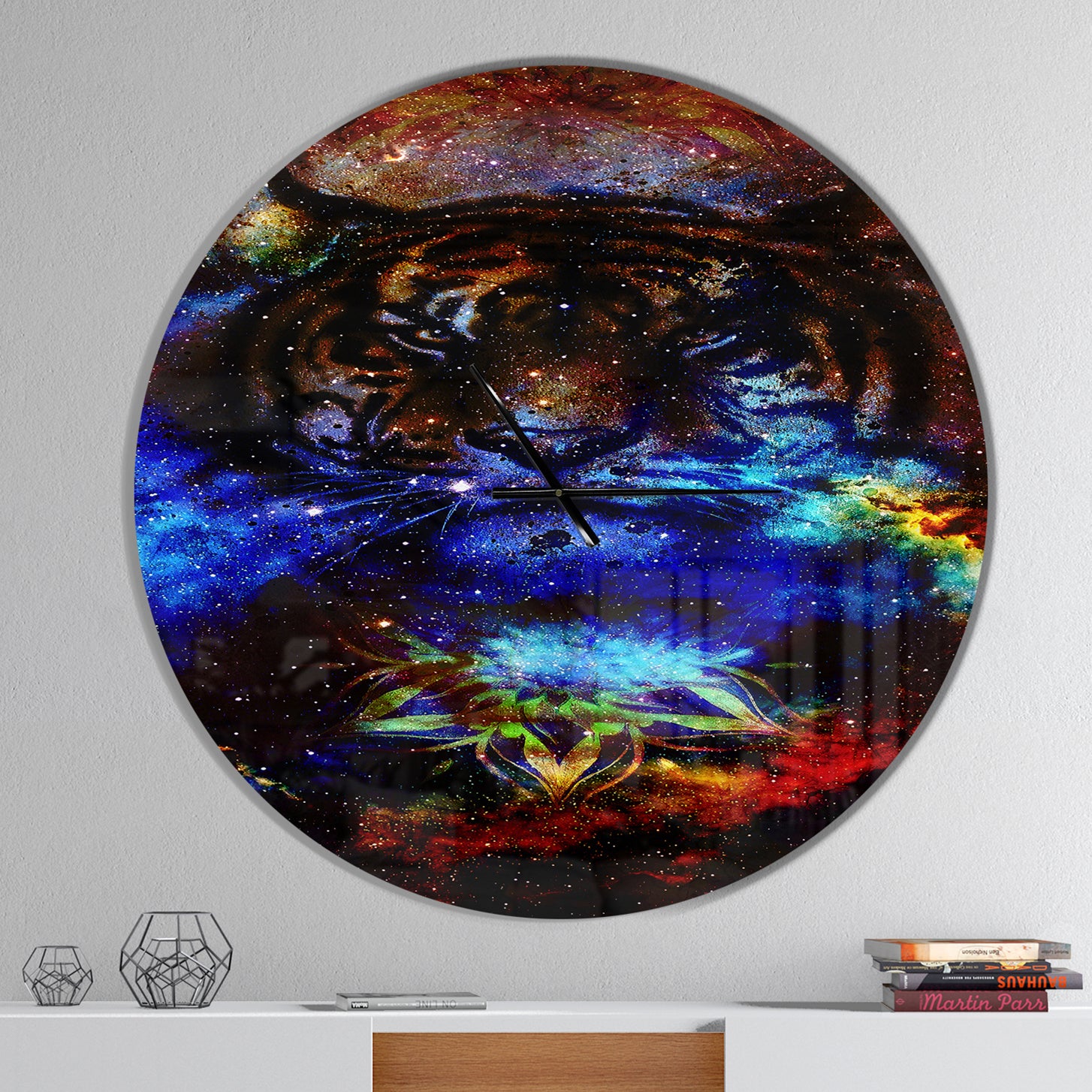 Colorful Tiger Collage - Oversized Traditional Wall CLock