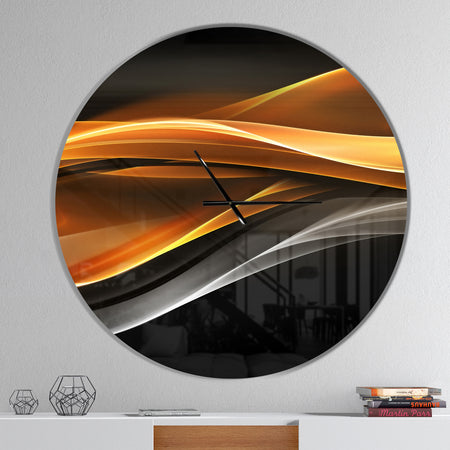 Gold Silver Inward Lines - Large Modern Wall CLock