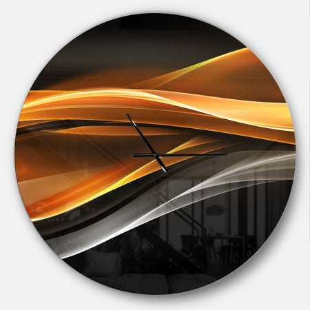 Gold Silver Inward Lines - Large Modern Wall CLock