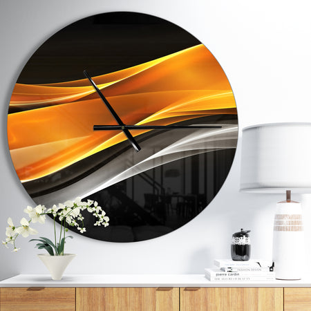 Gold Pink Inward Waves - Oversized Modern Wall CLock