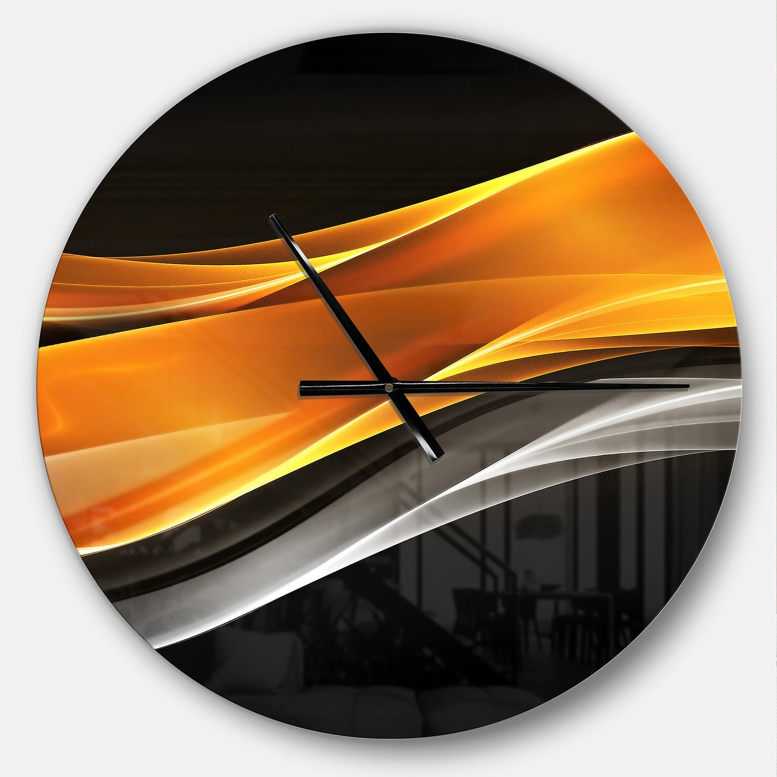 Gold Pink Inward Waves - Oversized Modern Wall CLock