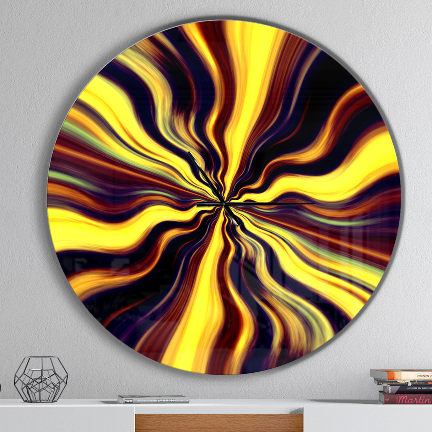 Yellow Purple Black Fantasy - Oversized Modern Wall CLock