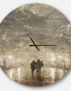 Couple Walking in Night Lights - Oversized Landscapes Wall CLock