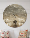 Couple Walking in Night Lights - Oversized Landscapes Wall CLock