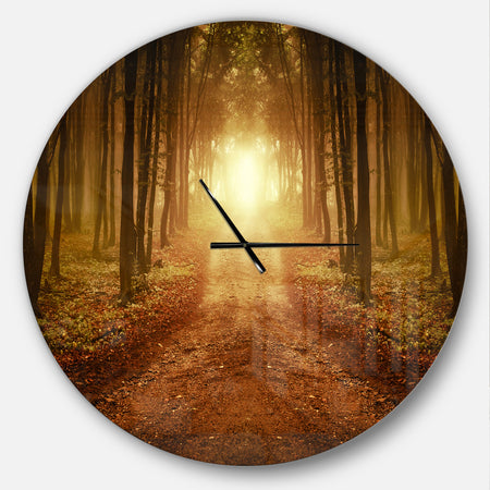 Road in Symmetrical Forest - Oversized Traditional Wall CLock