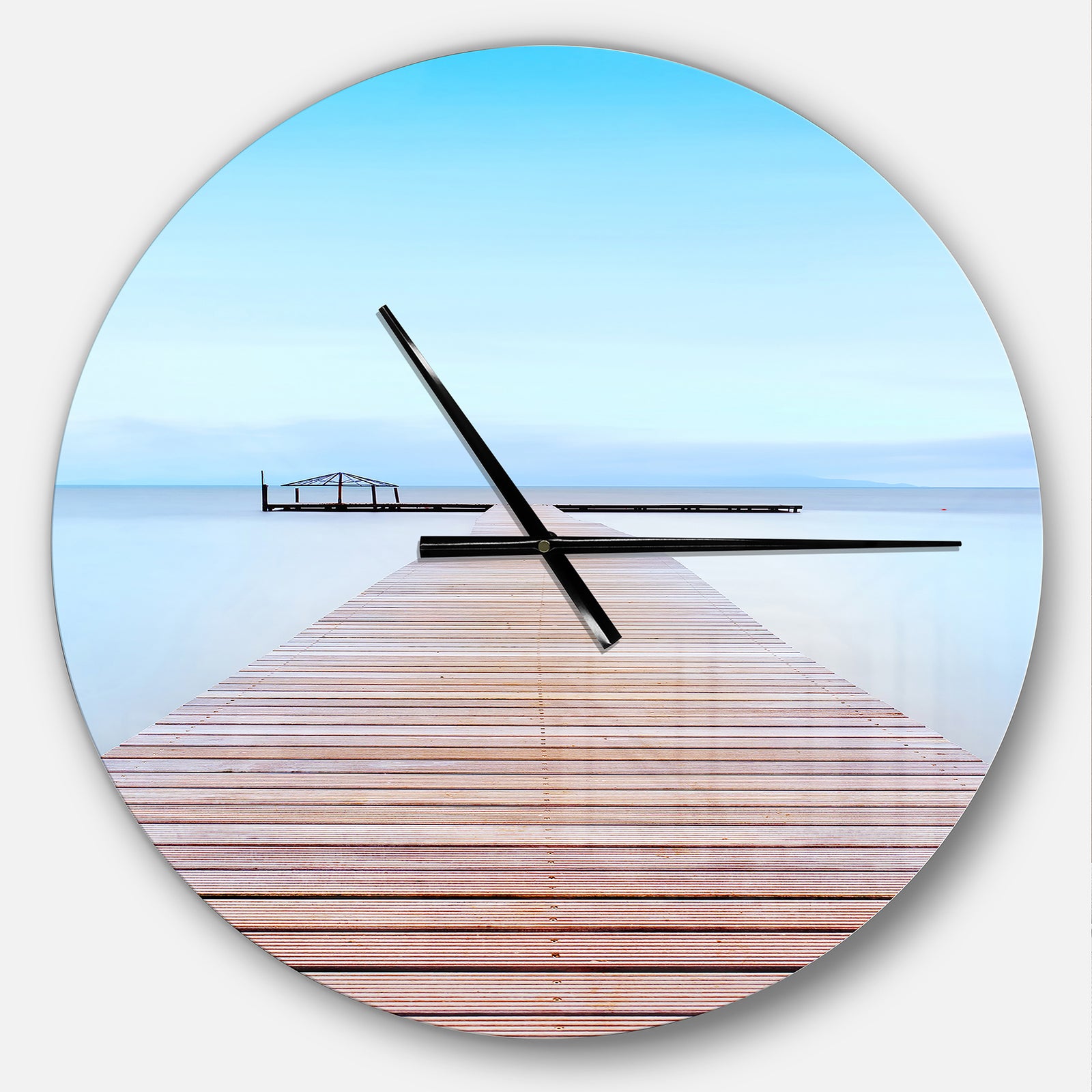 Wooden Pier in Cold Atmosphere - Oversized Landscapes Wall CLock