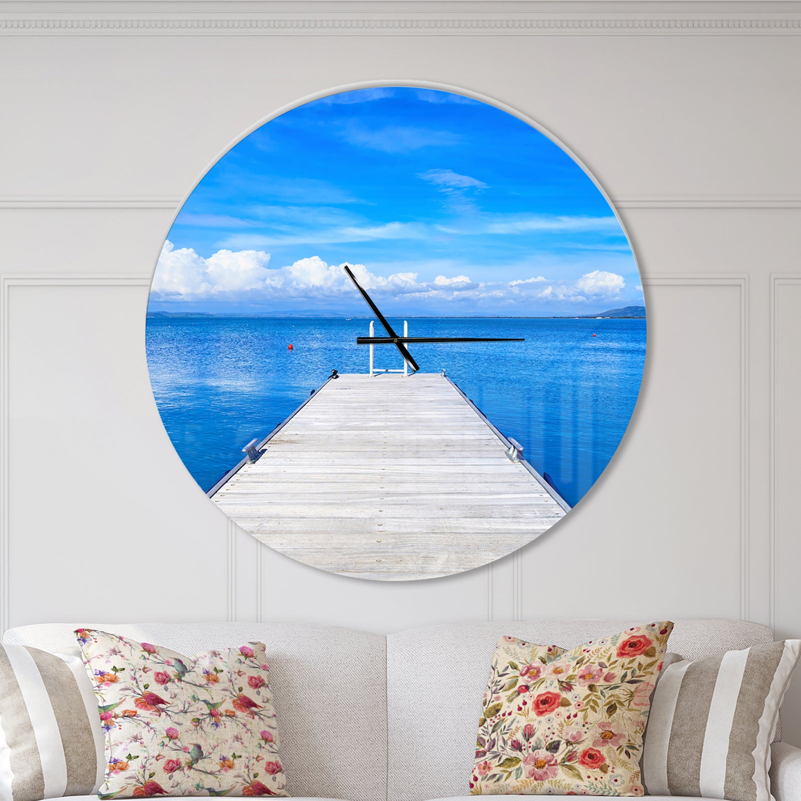 Large Wooden Pier - Oversized Coastal Wall CLock