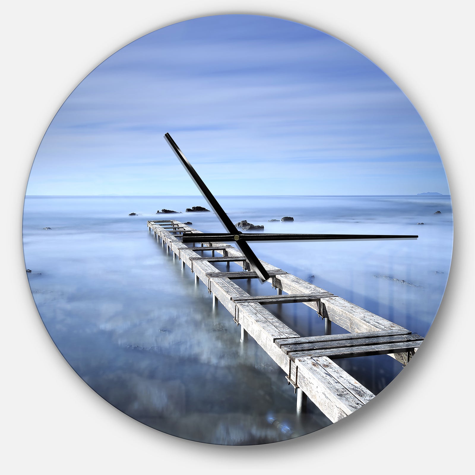Dark Blue Sky and Large Pier - Oversized Coastal Wall CLock