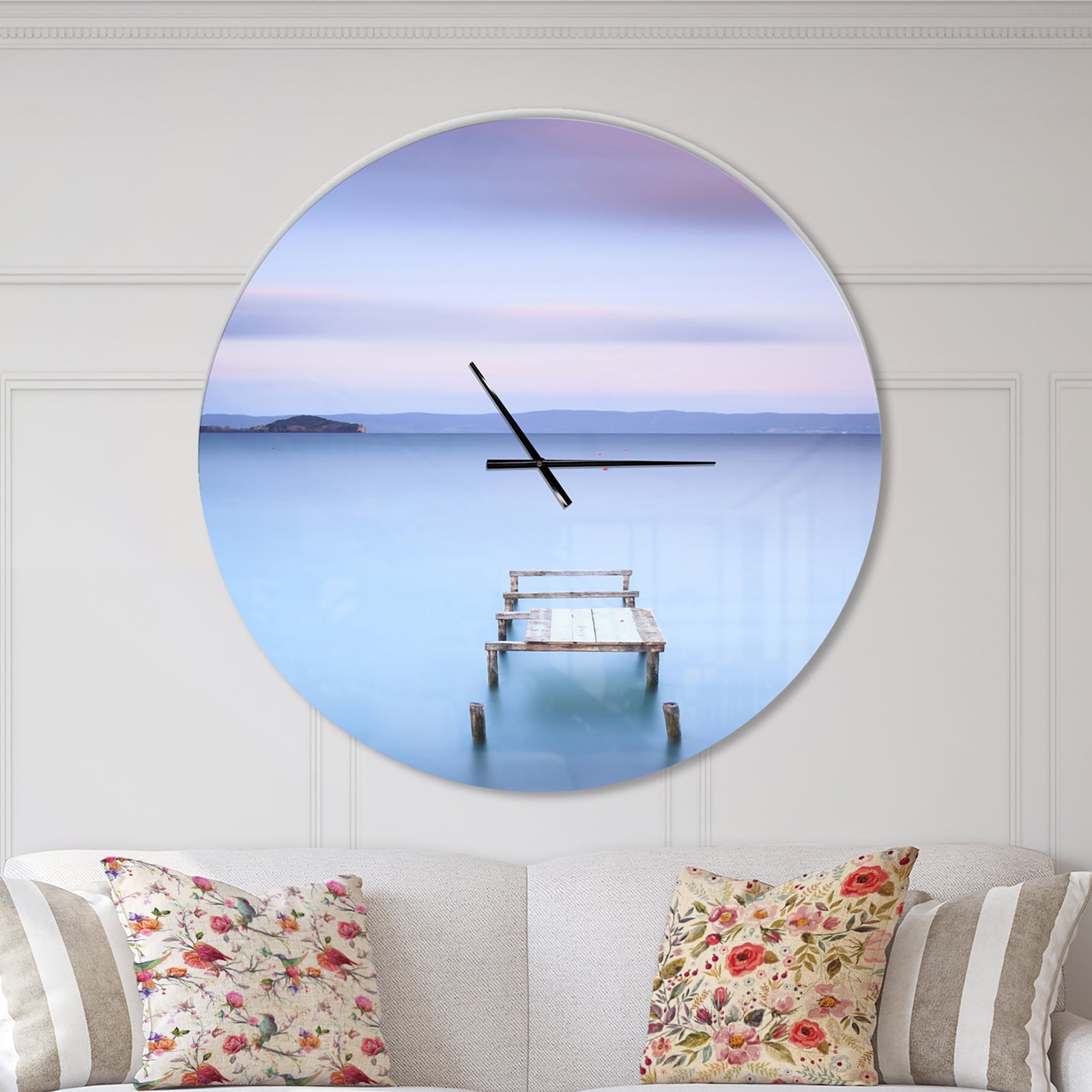 Bright Purple Sky - Oversized Coastal Wall CLock